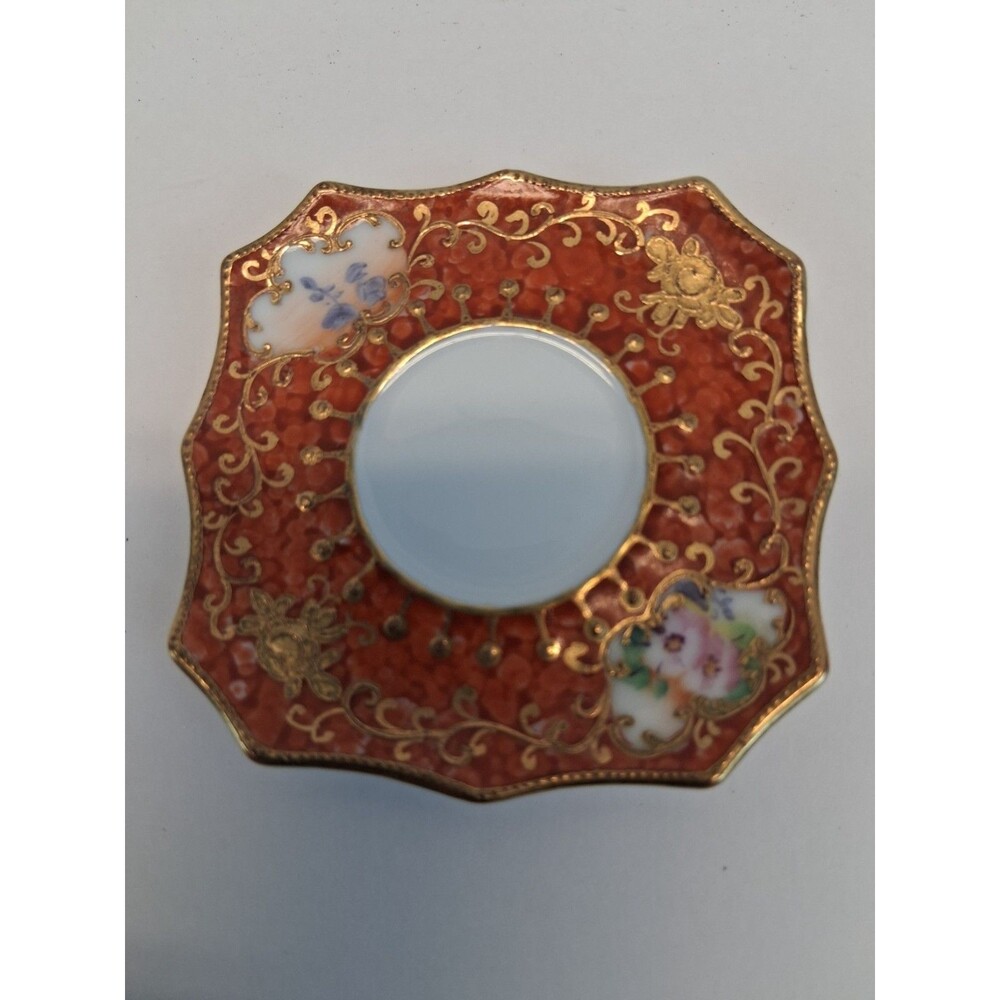 VTG  Japan Hand Painted Miniature Cup Saucer Red Gold Floral Porcelain 1920s-30s - Picture 8 of 12